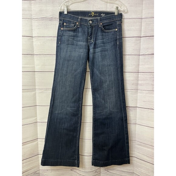 7 For All Mankind Jeans Womens 28 Blue Dojo Denim Stretch Flare 31 Inseam EUC